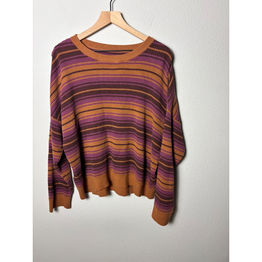 REI Co-op Campwell Sweater Womens 3XL Striped Cotton Waffle Knit Pullover Multi